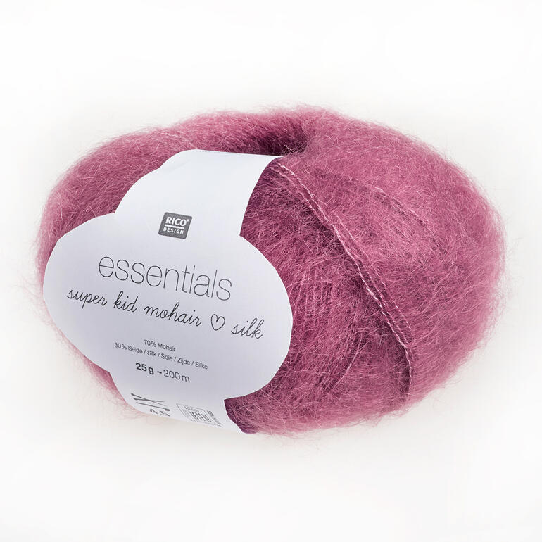 Wollknäuel Essentials Super Kid Mohair Loves Silk von Rico Design in der Farbe Pink.