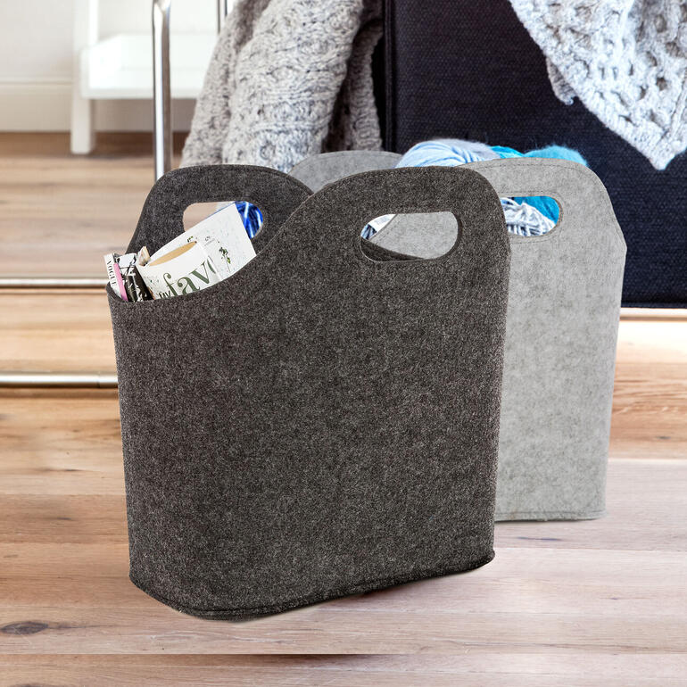 Zwei trendige Filztaschen in Grau und Anthrazit