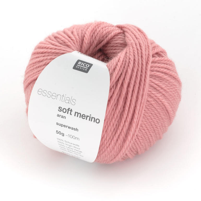 Essentials Soft Merino Aran von Rico Design in zartrosa, 50g.