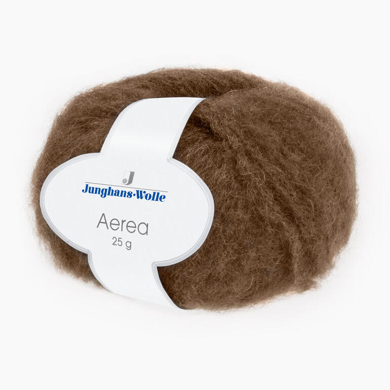 Braune Wolle Aerea von Junghans-Wolle in einem 25 g Knäuel.