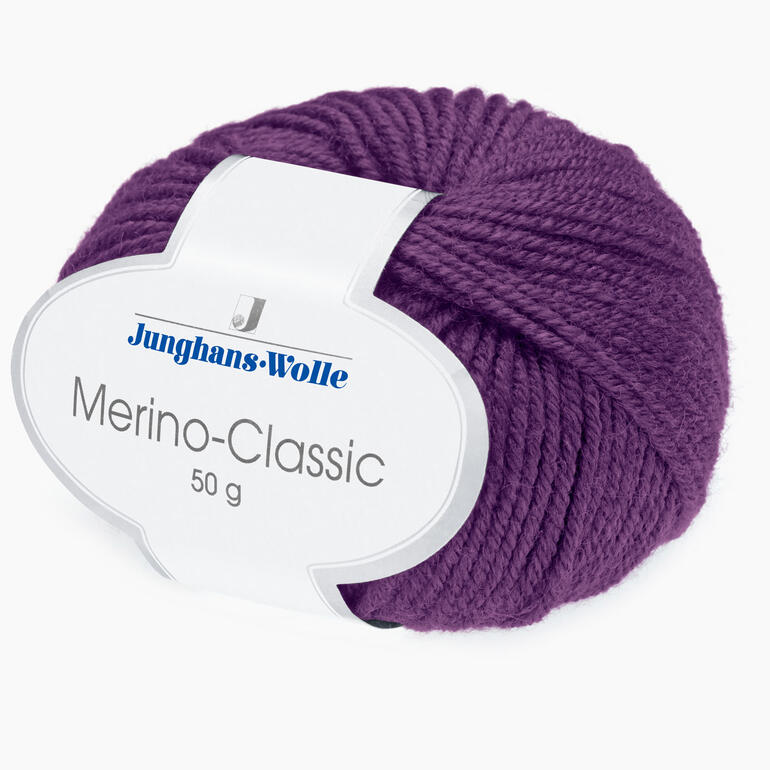 Lila Garn Merino-Classic von Junghans-Wolle in einer Knäulform