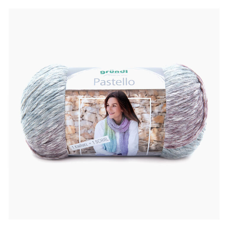 Wool ball in light blue and maroon pastel from Gründl, Pastello.