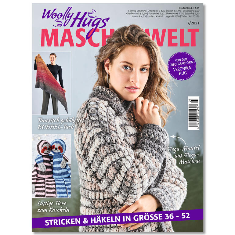 Heft Woolly Hugs Maschenwelt 7/21 mit Modellen und Anleitungen.