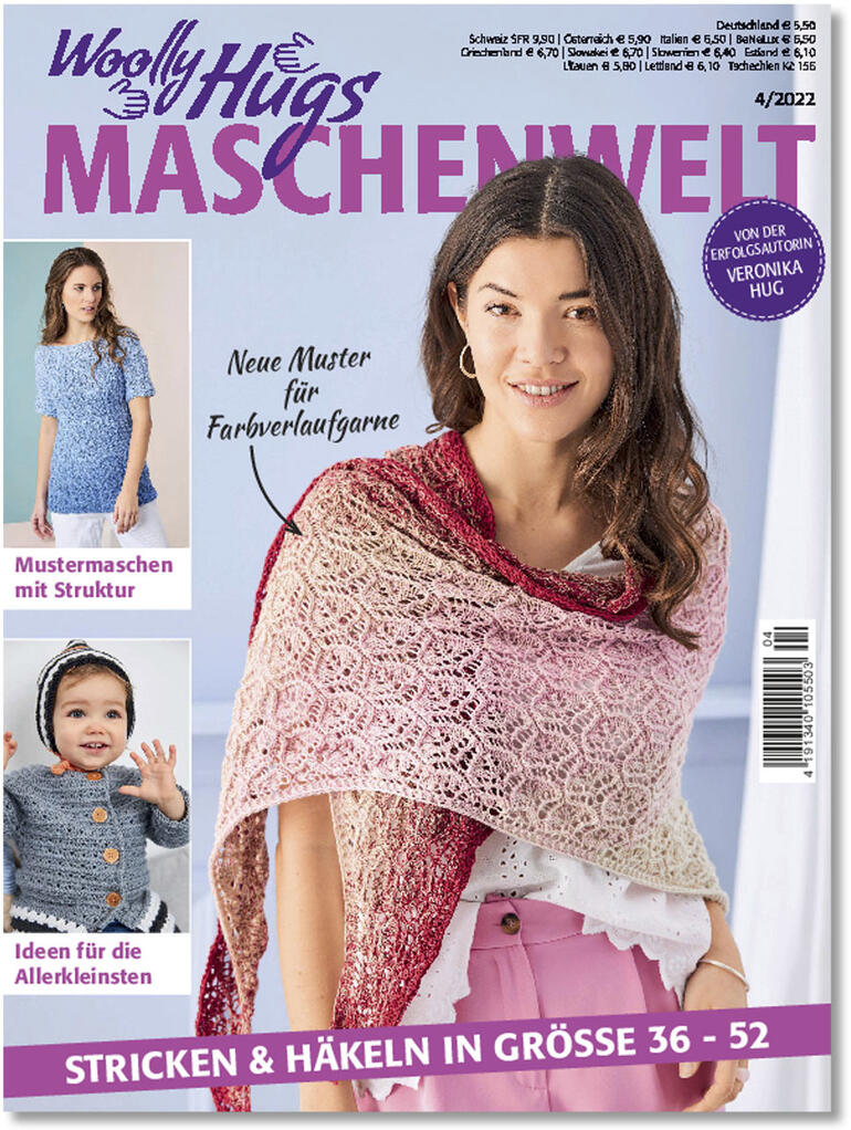 Magazin 'Woolly Hugs Maschenwelt 04/22' mit neuen Strickideen.