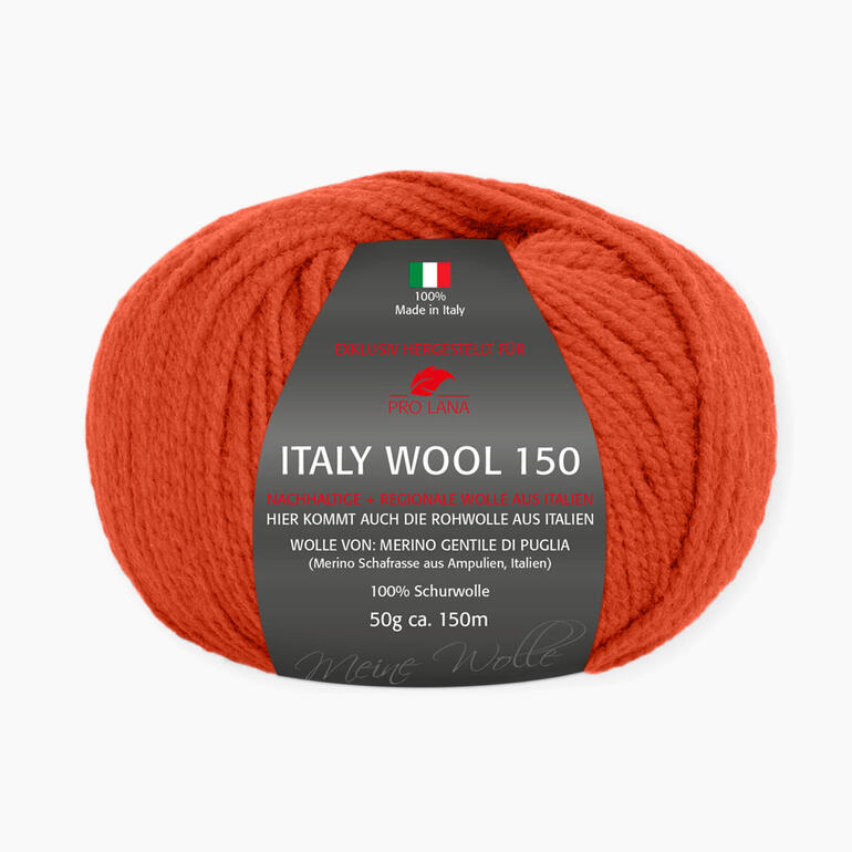 Rote Italy Wool 150 von Pro Lana, 50g, für robuste Strickprojekte.