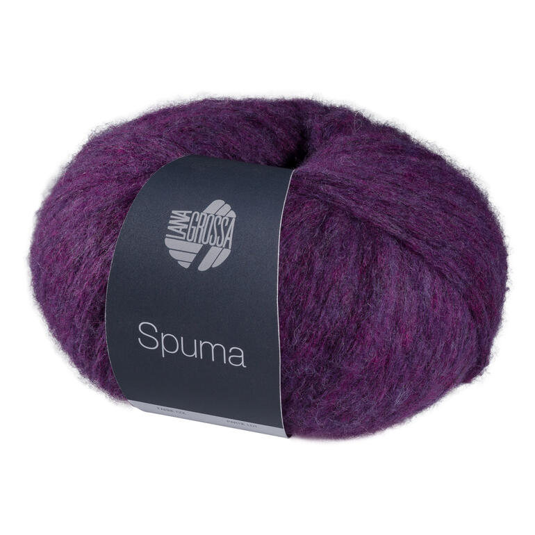 Spuma von Lana Grossa in Violett, weiches Garn in runder Form.