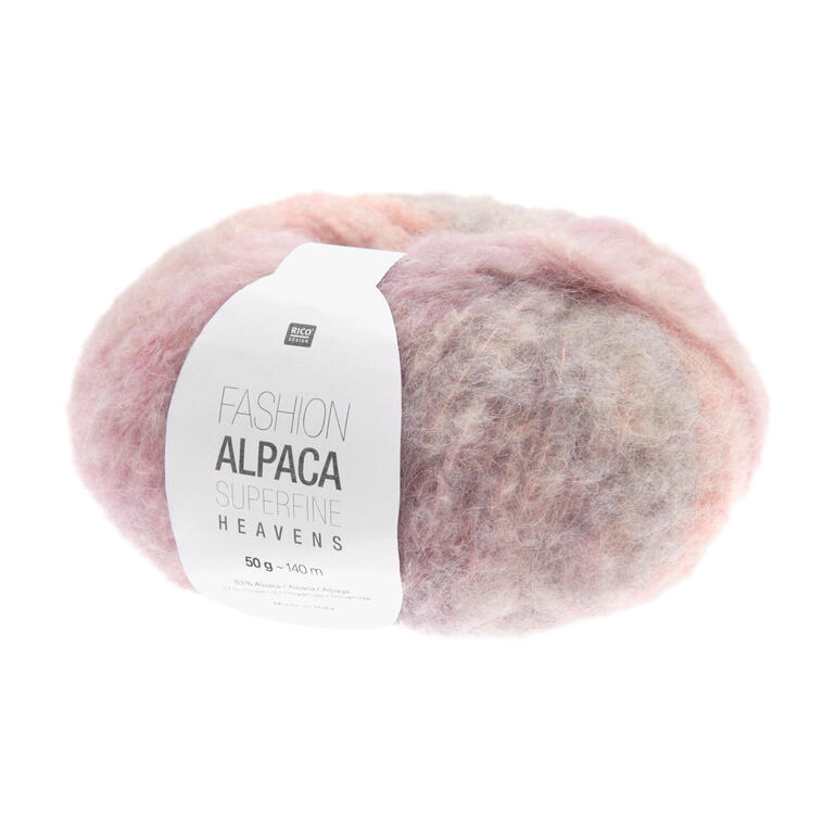 Pastellfarbene Bio-Alpaka-Wolle 'Fashion Alpaca Superfine Heavens' von Rico Design, 50g Ball.