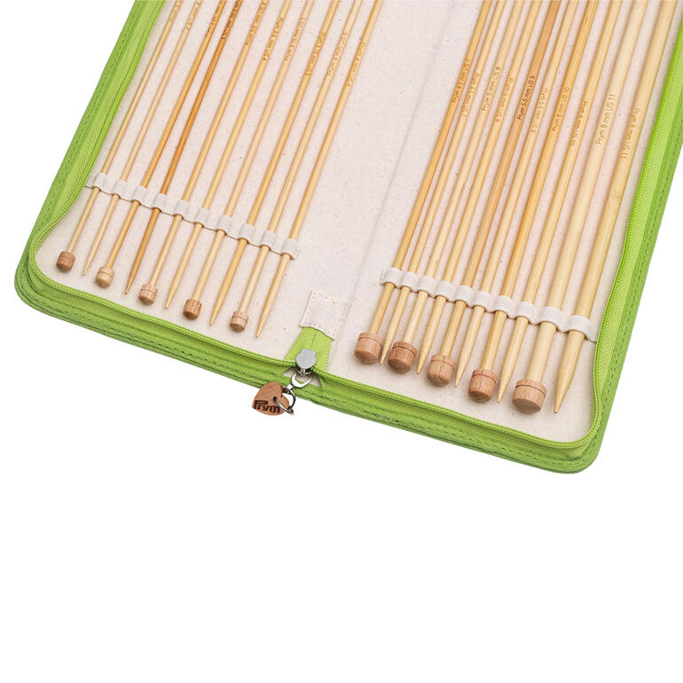 Bambus Jackenstricknadel-Set im grünen Etui von Prym