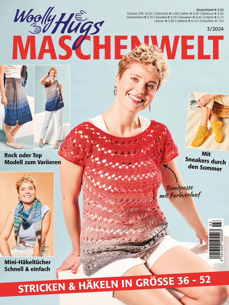 Heft Woolly Hugs Maschenwelt 03/24 mit Strickmodellen für den Sommer
