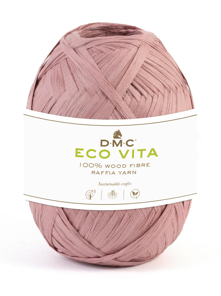 Rosa Raffia-Garn Eco Vita von DMC in einer kleinen Kugel