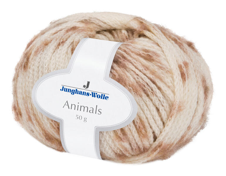 Animals Wolle von Junghans-Wolle in Cremefarben mit braunen Flecken