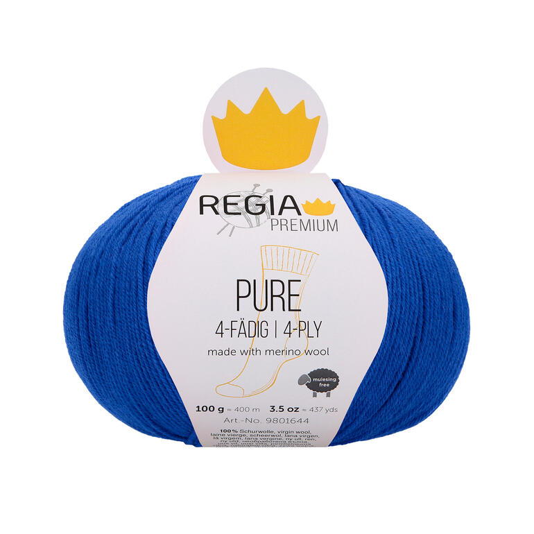 Sockenwolle Pure von Regia Premium in Blau, 100g