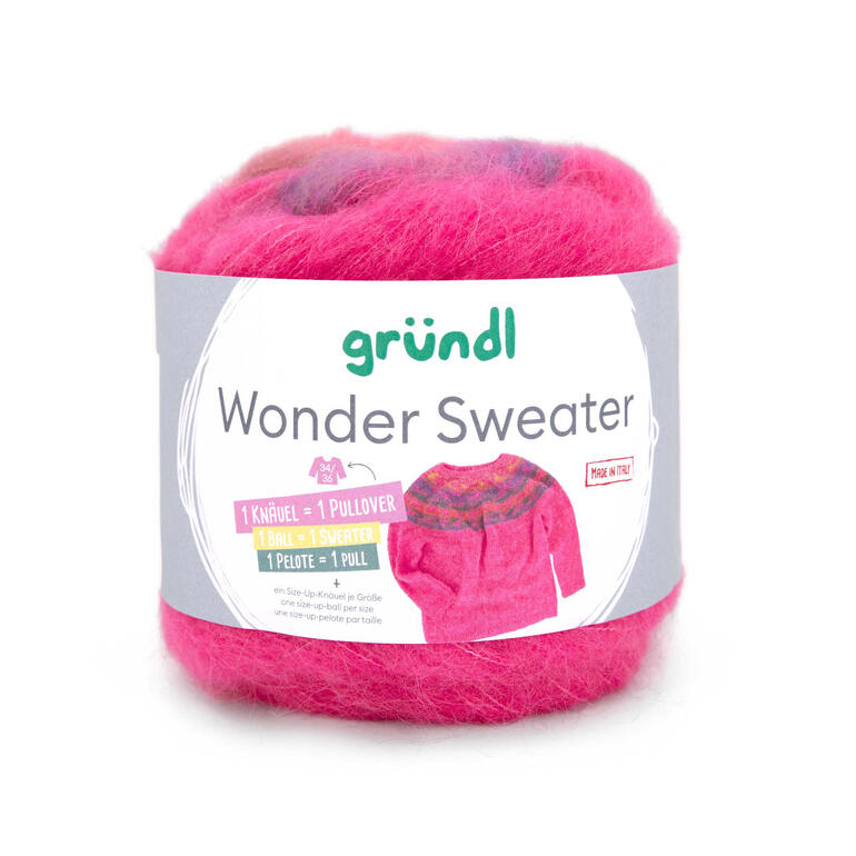Wollknäuel in Pink, gründl Wonder Sweater, 50g.