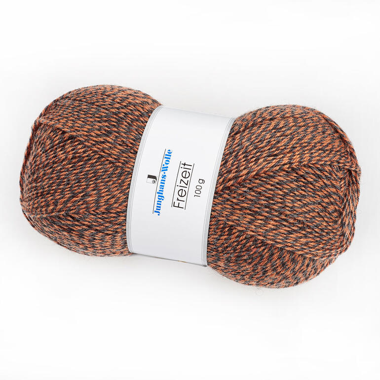 Sockenwolle Freizeit meliert von Junghans, Rost-Grau meliert, 100 g Knäuel