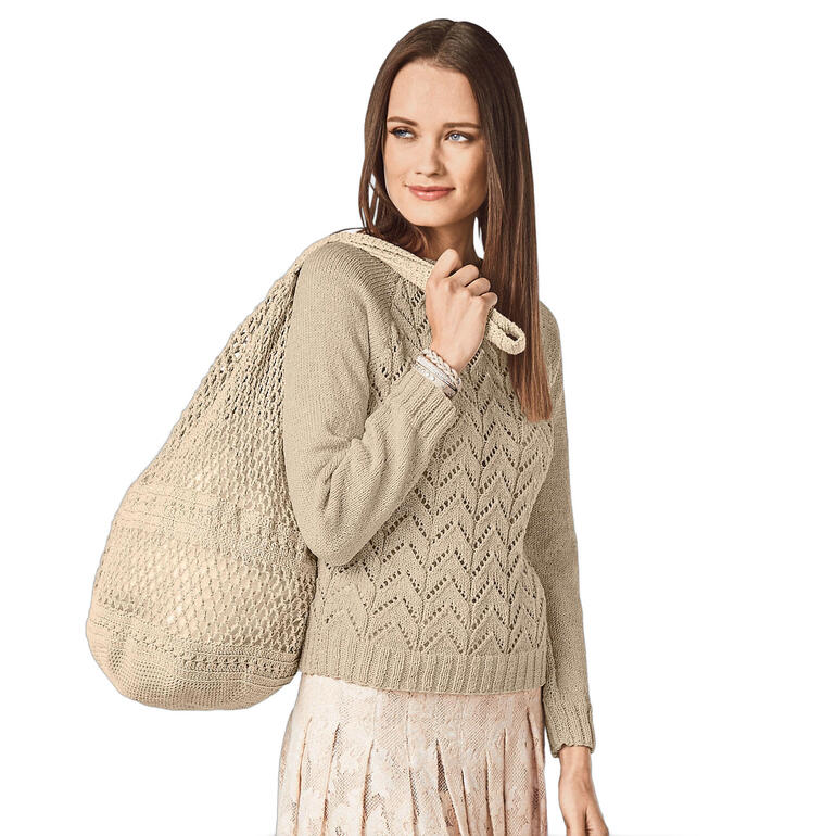 Damen Raglanpulli aus Cottonprima in Beige, mit einer auffälligen Taschen
