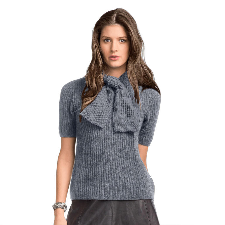 Damenpullover mit Schal aus Kaschmir in Grau