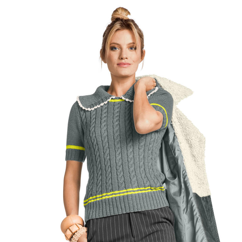 Damenpulli mit Kragen, 2-fädig aus Seidana, modisch