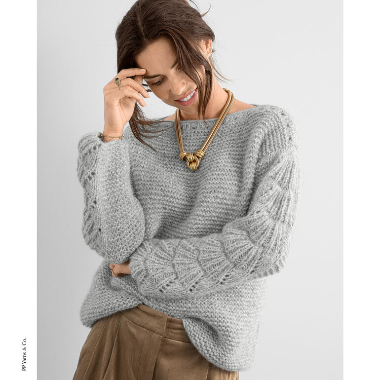 Pullover aus Phil Air Pérou in Hellgrau mit strukturiertem Muster.