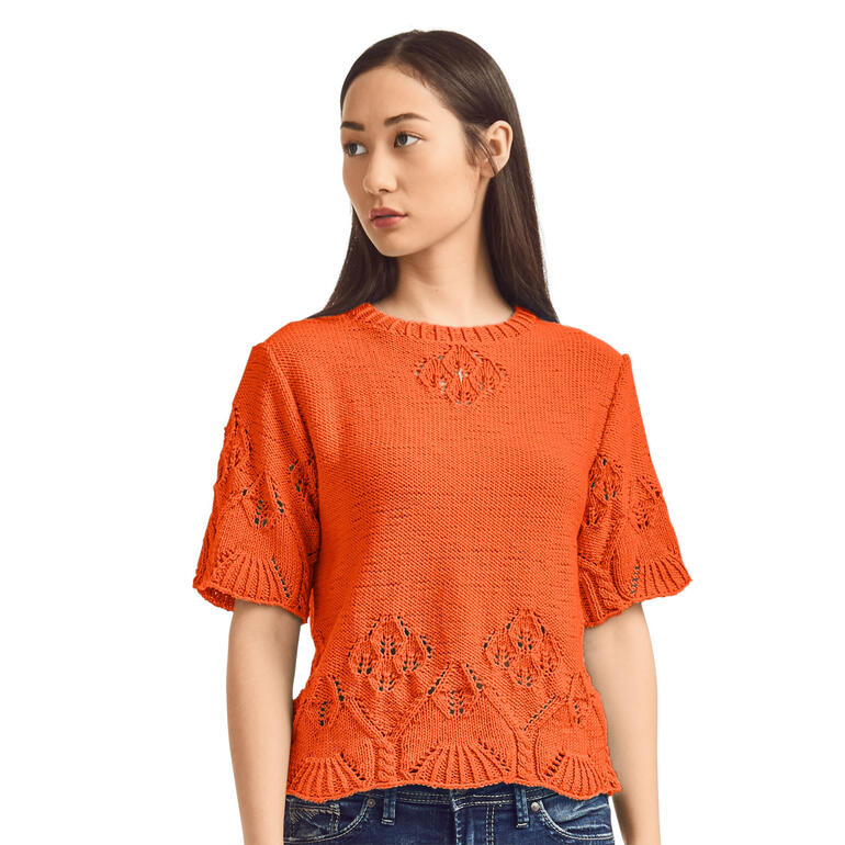 Leuchtender oranger Pullover aus Cotone-Emozione, auffällig.