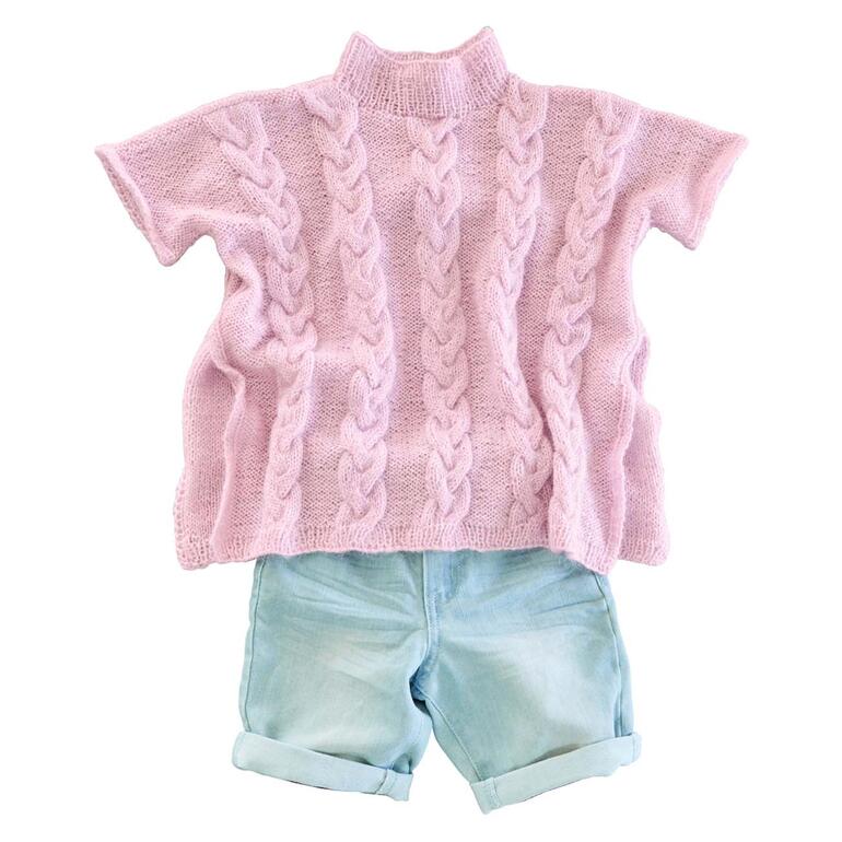 Poncho aus Cielo in zartem Rosé mit Zopfmuster.