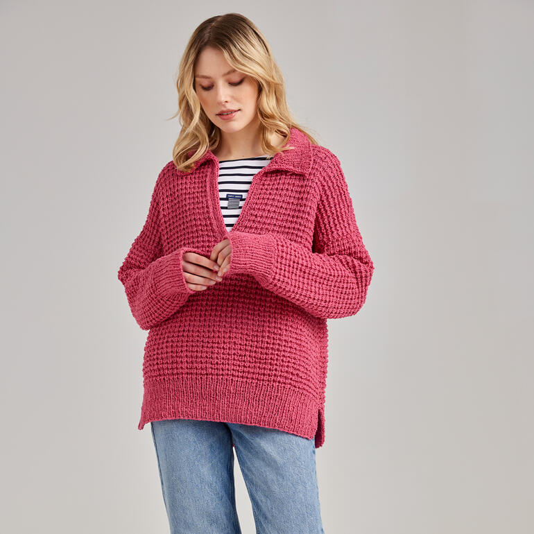 Pullover aus Onda in kräftigem Pink mit Kragen und sportlichem Look.