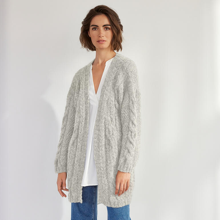 Jacke aus Palazzo in grauem Strick mit komfortablem Schnitt