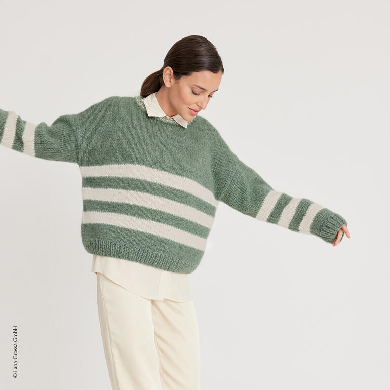 Pullover aus Alpaca Air mit gestreiftem Design und lässiger Passform.