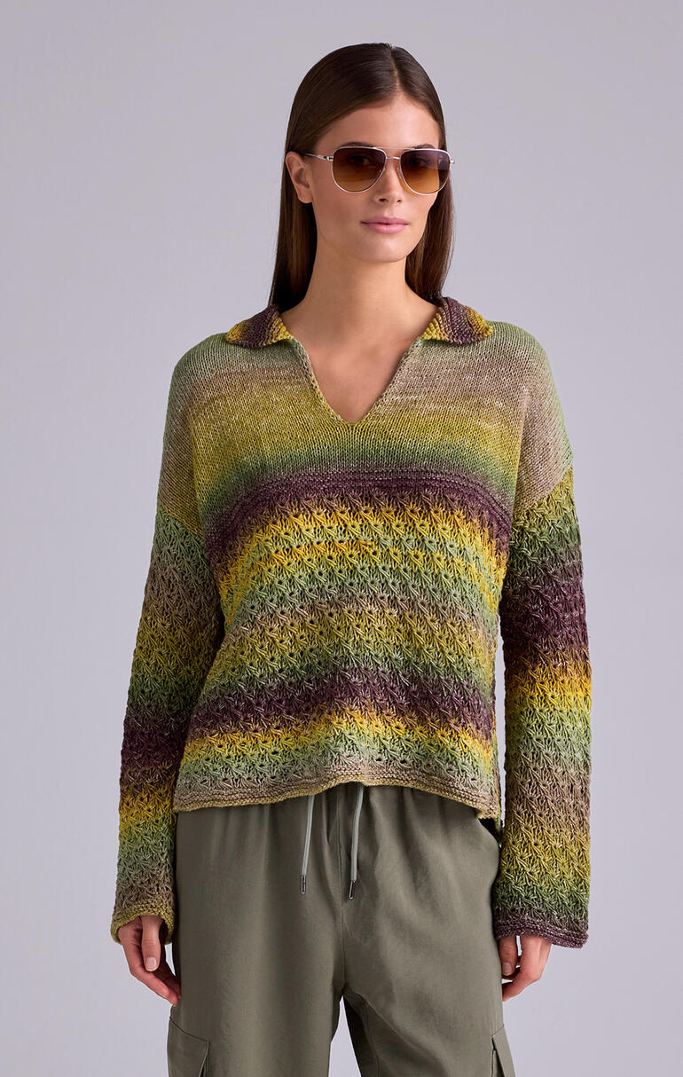 Polo-Pullover aus Pinterella mit grün-braunem Farbverlauf.