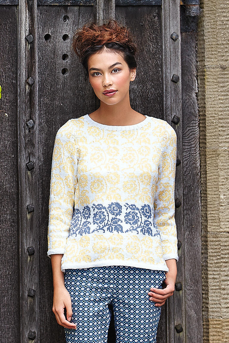 Pullover aus Summerlite 4ply in gelb und blau