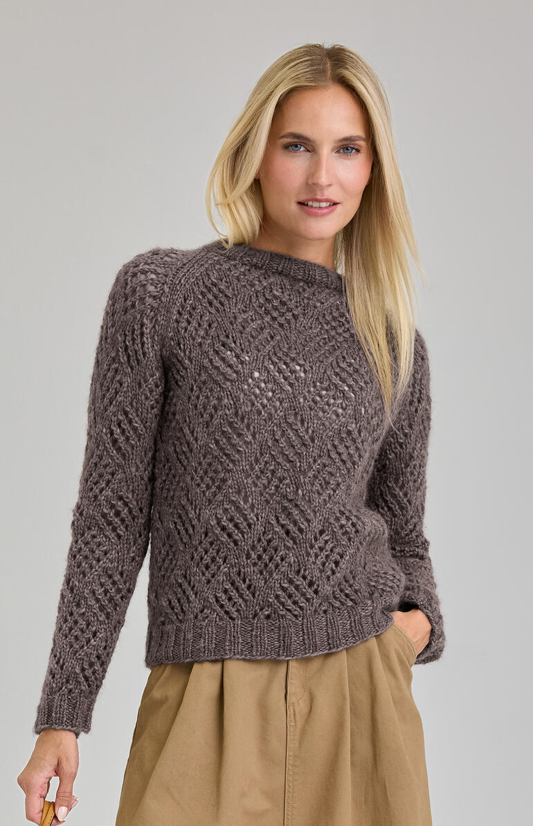 Anleitung 157/6: Raglanpullover aus Nova-Lana, braun