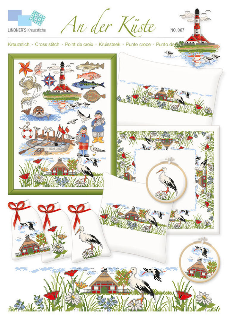 Kreuzstich-Zählmuster-Vorlagen mit maritimen Motiven