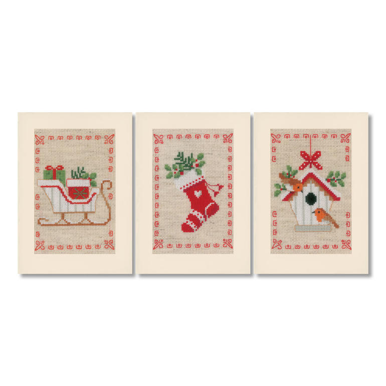 Set von 3 Weihnachtskarten mit Umrandungen